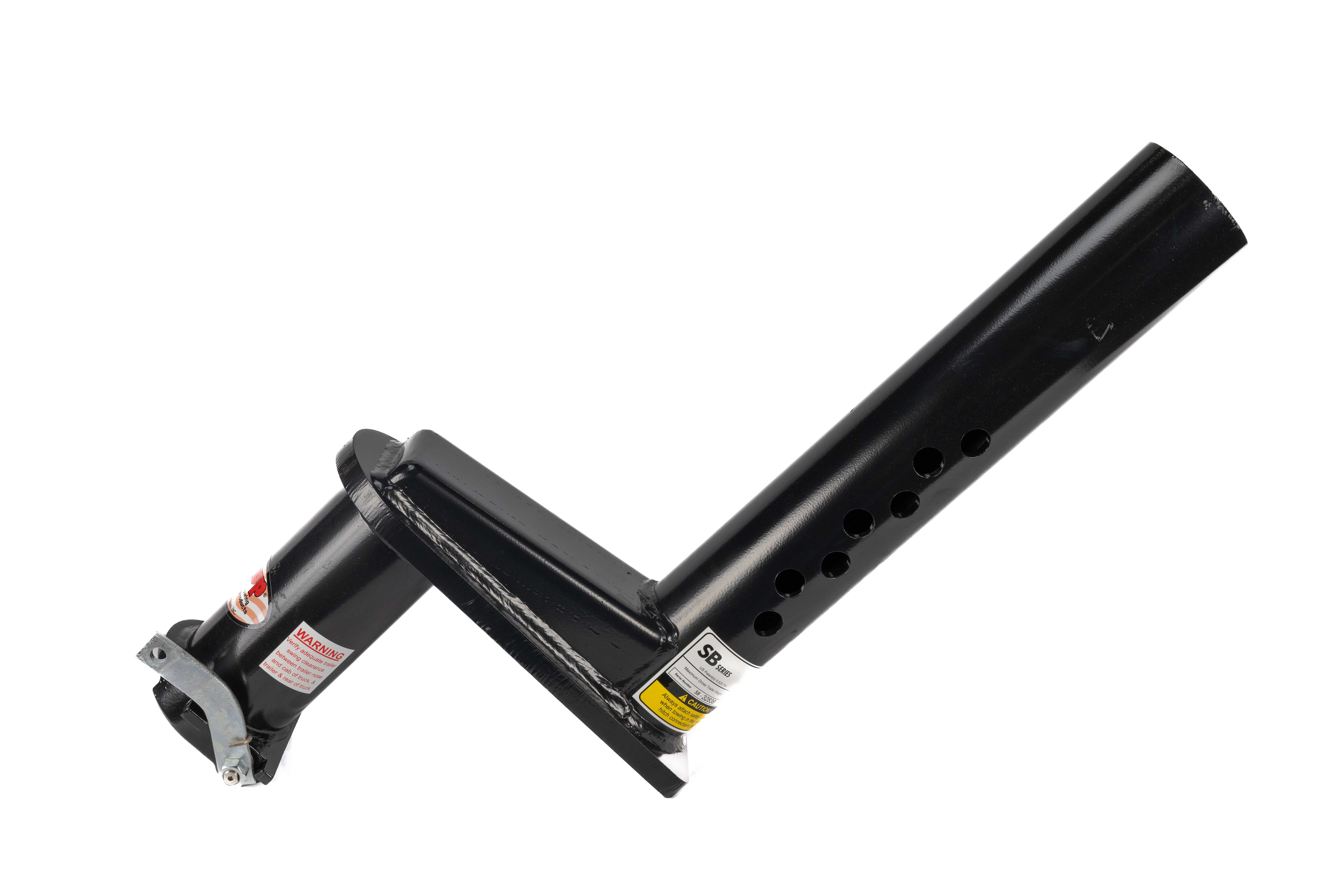 SB116XL gooseneck trailer coupler for flatbed truck with a 16 inch extension and a 4 inch round trailer stem.