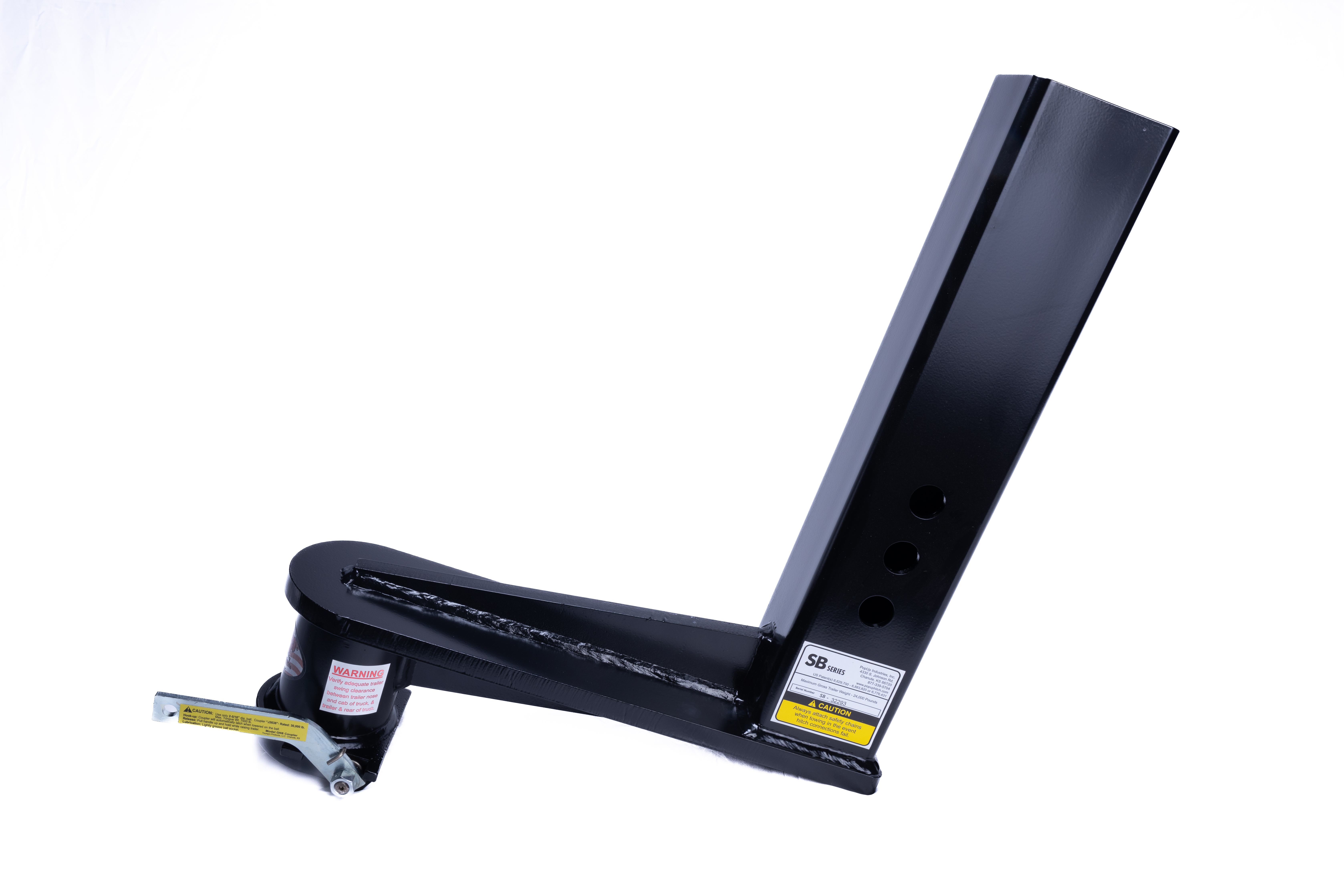 SB216  is a 16 inch extended gooseneck trailer coupler with a 4-1/2 inch square trailer Stem.